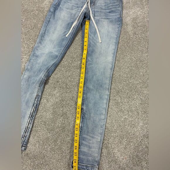 Hyper Denim Skinny Jeans – Light Wash, Drawstring Waist, Ankle Zips – 30 - Picture 6 of 6